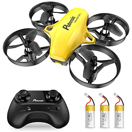 Potensic Mini Drone para Niños, RC Helicopter Quadcopter con Control Remoto, Modo sin Cabeza, Mantenga la Altura, 3 Modos de Velocidad, 3 Baterías, Mini Drone para Principiantes