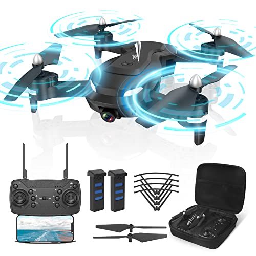 Wipkviey T26 Dron con Camara 1080P | FPV Plegable Drone Quadcopter para Principiantes, 2 Baterías y Bolsa Portátil, One Key Take Off/Aterrizaje, Volteo 3D, retención de altitud, Modo sin Cabeza