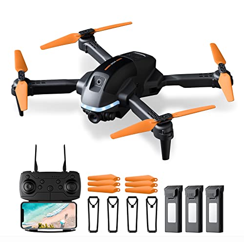 Hilldow D13 Plegable Drone con Evitar Colisiones y Cámara 1080P HD, App WiFi FPV, Mini Drone Quadcopter con 3 Baterías,Modo Sin Cabeza,Un Botón de Despegue/Aterrizaje,Apto para Principiantes/Niños
