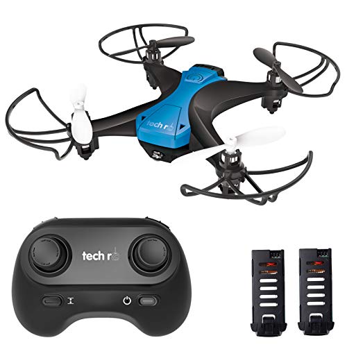 tech rc Mini Drone Fácil de Volar con Dos Baterías Función de Despegue / Aterrizaje de un Botón, Modo sin Cabeza Protectores 3D Flip 360 ° Buen Regalo para Niños y Principiantes