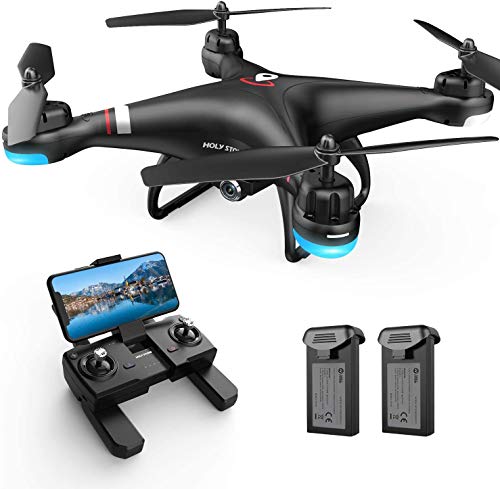 Holy Stone HS110G Dron con Cámara 1080P GPS WIFI 2.4G HD Live Transmisión Cuadricóptero Teledirigido con Follow Me, 26 Minutos de Vuelo (2 Baterías) Retorno Automático, App FPV para Adultos y Niños