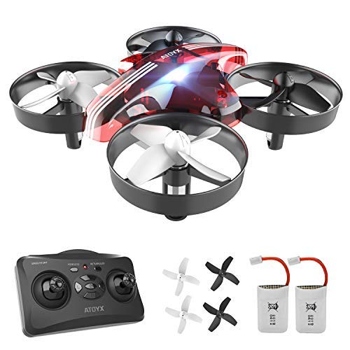 ATOYX Mini Drone para Niños Principiantes, Drone Quadcopter RC con 2.4G 4 Canales 6-Axis Gyro,Modo sin Cabeza, Auto Hovering, 3 Modos de Velocidad y Baterías Adicionales, Regalos y Juguetes, Rojo