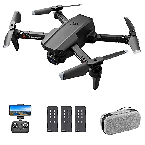 GoolRC LS-XT6 RC Drone con Cámara 4K Drone Cámara Dual Track Vuelo Sensor de Gravedad Gesto Foto Video Altitud Modo sin Cabeza RC Quadcopter para Adultos Niño (4K Cámara Doble, 3 Batería)