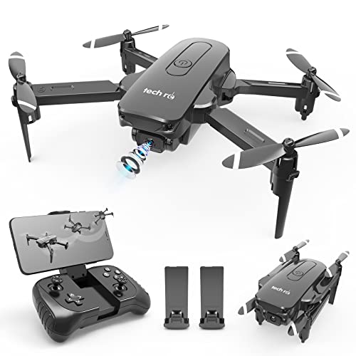 tech rc Mini Drones con Cámara 1080P, App WiFi FPV, Modo sin Cabeza, Despegue con Una Tecla y Aterrizaje por Gravedad RTF, Drone Plegable con Dos Baterías, Adecuado Para Principiantes y Niños