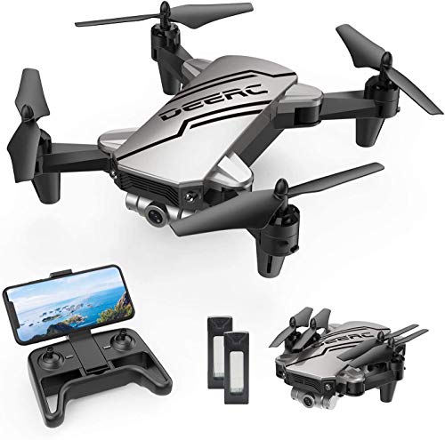 DEERC D20 Mini Dron plegable para niños con cámara 720P HD FPV Control remoto Juguetes Regalos para niños con Tap Fly, Auto Hover, Control de voz/gestos, Ajuste de velocidad, 2 baterías, 3D Flip