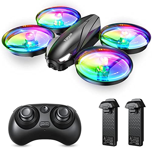 Tomzon A31 Mini Drone para Niño, LED Colores RC Helicopter Modo sin Cabeza Altitud Hold, Control Remoto 3D Flips, Un Botón de Devolución, 3 Modos de Velocidad, Juguete Dron para Niños, 2 Baterías
