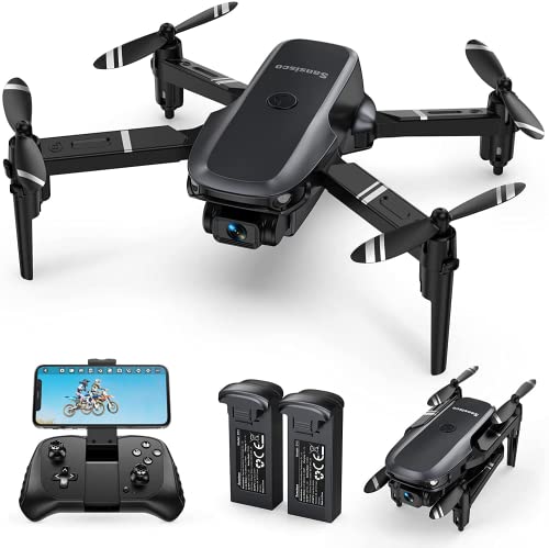 Sansisco Drones con Camara 1080P, Plegable WiFi FPV RC Quadcopter para Principiantes, Modo sin Cabeza, Control Gravedad, Fotografía Gesto, Modo MV, Regalos y Juguetes para Niños