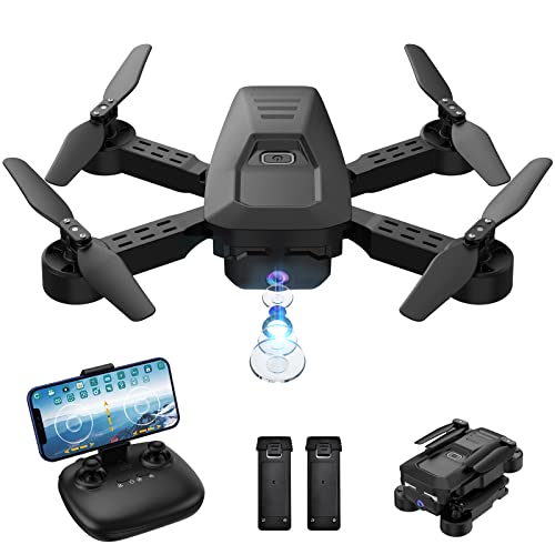 Mini Drone con cámara - 1080P HD FPV RC Drone X-PACK 9 Aplicación para teléfono móvil Control remoto RC Drone Quadrocopter con 2 baterías Lanzamiento de mosca 360 ° Flip Principiante Juguete para