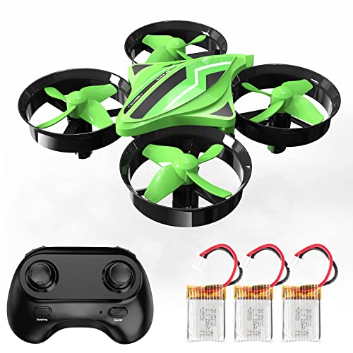 Mini Drones para Niños Principiantes, Altheblue E017 RC Helicopter Quadcopter con Control Remoto, 3D Flips, 3 Velocidades, Drones con 3 Baterías, Juguetes Niños Regalo para Niños (Green)