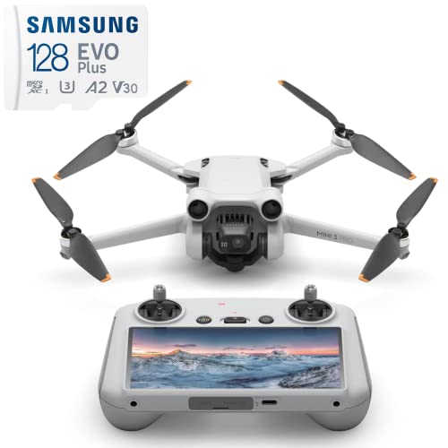 DJI 3 Pro + Samsung EVO Plus Minidron con tarjeta micro SD de 128 GB, dron DJI con cámara 4k y prevención de obstáculos en 3 direcciones (Smart Control + tarjeta SD de 128 GB)