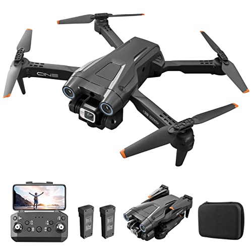 Drone RC con cámara dual 4K HD, 1080P RC Quadcopter incluye 2 baterías, modo sin cabeza, control de gestos para principiantes (negro)