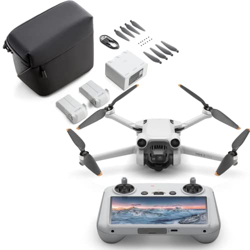 DJI Drone Mini 3 Pro Smart Control + Kit de combinación Fly More – dron DJI con cámara 4k – DJI Drone con prevención de obstáculos en 3 direcciones