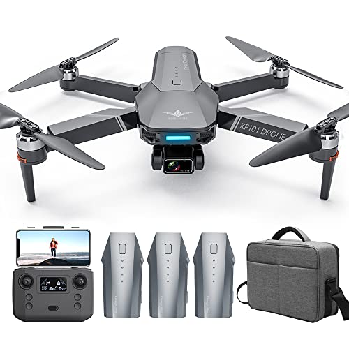 Teeggi KF101 MAX Drones con Cámara 4K HD EIS, 5km Distancia Control, 3 Ejes Cardán, GPS Retorno Inteligente, Sígueme Modo, Profesional FPV Quadcopter RC Drone (3 Pilas)