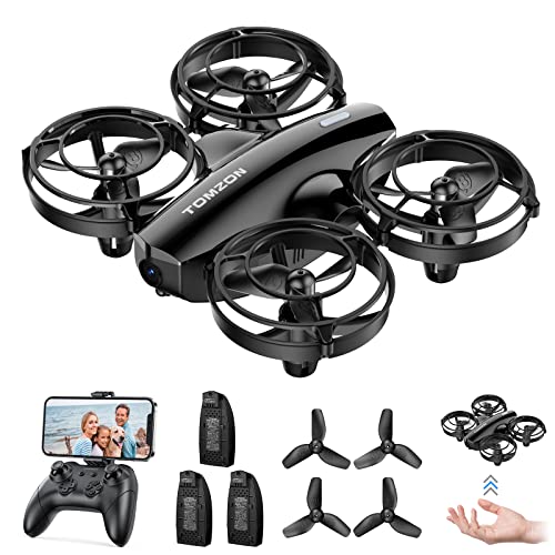 TOMZON Mini Drone con Cámara, RC Quadcopter FPV 1080p, Throwing Go, Batalla Modo, Protección de Hélice de 360°, Giro 3D, Rotación, Moda sin Cabeza, 3 Velocidades, Drones para Niños y Principiantes