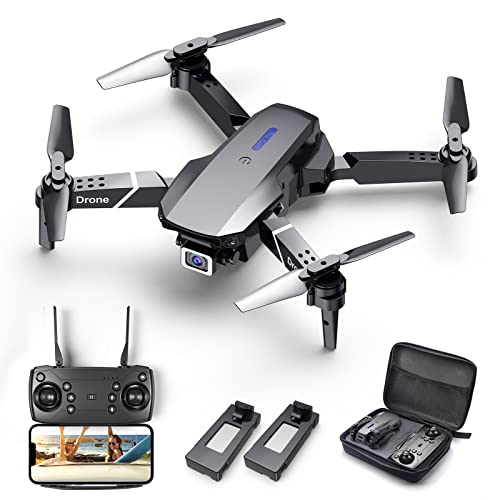 FIRE BULL Dron con cámara 1080P para Adultos, Dron Plegable de Cuatro Alas RC con Transmisión WiFi fpv, Cámara Doble, Flujo de Luz, Evitación Obstáculos de tres Lados, Dron Doble Batería