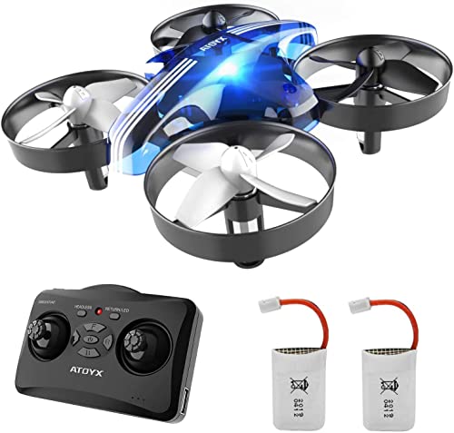 ATOYX Mini Drone para Niños Principiantes, Drone Quadcopter RC con 2.4G 4 Canales 6-Axis Gyro,Modo sin Cabeza, Auto Hovering, 3 Modos de Velocidad y Baterías Adicionales, Regalos y Juguetes, Azul