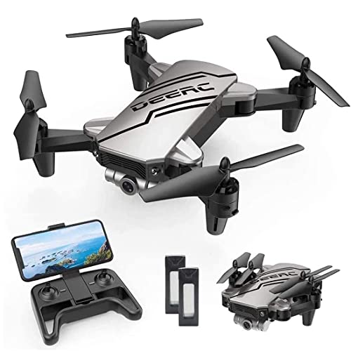 DEERC D20 Mini Dron con Cámara 720P HD FPV Control Remoto Cuadricóptero para Adultos o Niños con Tap Fly 2 Baterías, Plegable, Auto Hover, Control de Voz/Gestos, Ajuste de Velocidad, 3D Flip