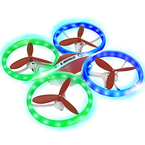 X2 Drones big size drone LED lights dron regalos ideas para niños de 10 años, RC Helicopteros Aviones Teledirigidos con Luces, Cuadricóptero con Retención de Altitud,2 Baterías, X-IMVNLEI