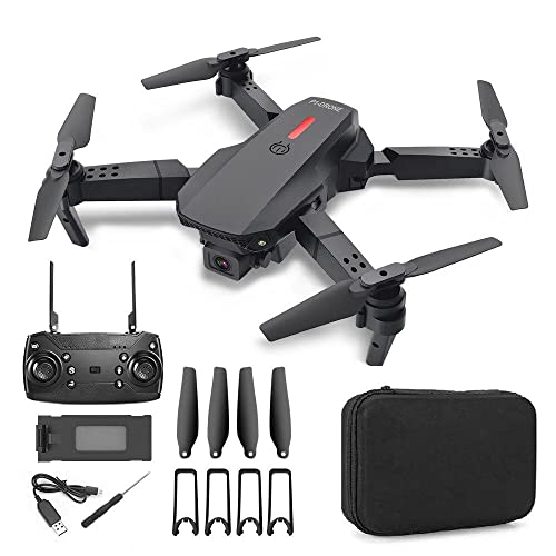 Dron con Cámara 4K HD, Mini Dron E68 Adultos y Niños, Plegable 2 Cámaras/Posicionamiento flujo óptico para principiantes, Modo Sin Cabeza, Dron Wifi Plegable, Botón Despegue/Aterrizaje
