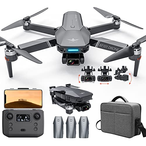X-Verse KF101 MAX Drone con Cámara 4K HD, Cardán de 2 ejes +EIS Repetidor, Mando a Distancia 5KM, GPS 5G WiFi FPV Return Home Follow Me, RC Quadcopter con Motor (3 Batería)