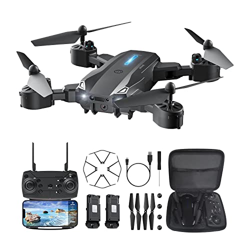 Hilldow Mini Drone para Niños Adultos con 1080P HD Video Cámara, Plegable FPV Video en Vivo RC WiFi Quadcopter Drones Niños Niñas Juguetes con Altitud Hold, Modo sin cabeza, 3D Flips, 2 Baterías