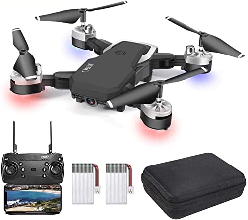 OBEST Drone con Cámara 1080P Adultos Principiantes, WiFi FPV Plegable RC Quadcopter con Control Remoto, 3 Modos de Velocidad, Modo sin Cabeza, Foto Gestual, 3D Flip, 2 Baterías 24 Min