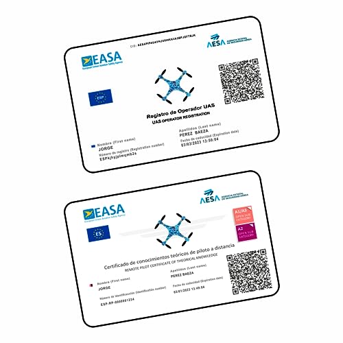 SERVIVANT ● TARJETA DE PVC AESA | EASA ● Impresión Una cara ● Impresión Doble cara ● Número de Operador + Certificado de Piloto de drones | A1/A3 | A2 | STS (Impresión Doble Cara)
