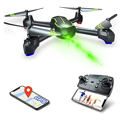 Loolinn | Drone con Control de gestos GPS, Cámara HD 1080p para Principiantes, Cuadricóptero RC con Retorno Automático/Fotos y Vídeo HD 1080p / Transmisión en Tiempo Real FPV (Dos Baterias)