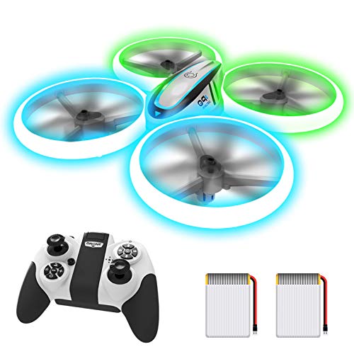 AVIALOGIC Q9s Drones Helicopteros Teledirigidos Turquesa con Luces Azules & Verdes y Baterías Dobles, Cuadricóptero con Retención de Altitud y Modo Sin Cabeza, Regalos Para Niños