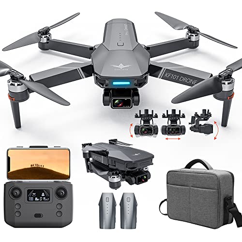 X-Verse KF101 MAX Drone con Cámara 4K Adultos, Cardán de 2 ejes +EIS Repetidor, Mando a Distancia 5KM, GPS 5G WiFi FPV Return Home Follow Me, RC Quadcopter con Motor (2 Batería)
