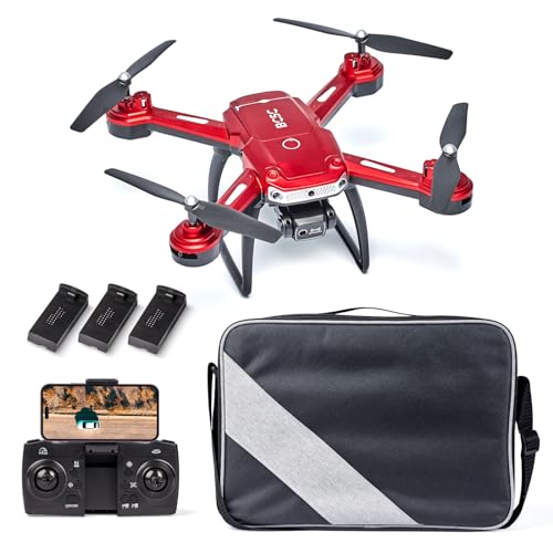 BAICHUN BC5C Drone con Cámara 1080P HD,3D Flip,APP Control Drone Rojo Vivo para Principiantes para Adulto para Niños,Volver a Casa,Altitud Hold,Dual Camera Drone 215g con 3 Batterie