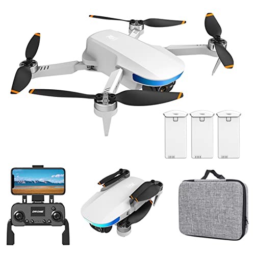 Dron GPS con cámara 4K EIS para Adultos Principiantes, Mini dron con Motor sin escobillas, transmisión WiFi 5G, cuadricóptero FPV RC Plegable, Regreso GPS a casa, sígueme, Flujo óptico (White)