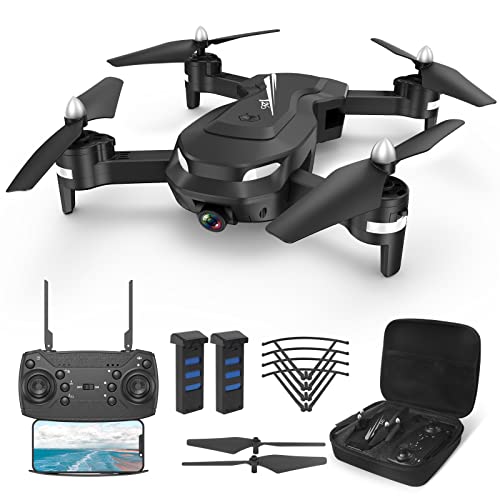 Wipkviey T26 Dron con Mando a distancia, Camara 1080P para Principiantes | Plegable Drone FPV Quadcopter para Niños, 2 Baterías y Bolsa Portátil, Regalos y Juguetes para Niños