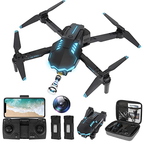 ZWOOS Drone con Cámara de 720P, Transmisión FPV, Quadcopter RC con 10 Minutos de Tiempo de Vuelo, Evitación Automática de Obstáculos, Adecuado para Principiantes