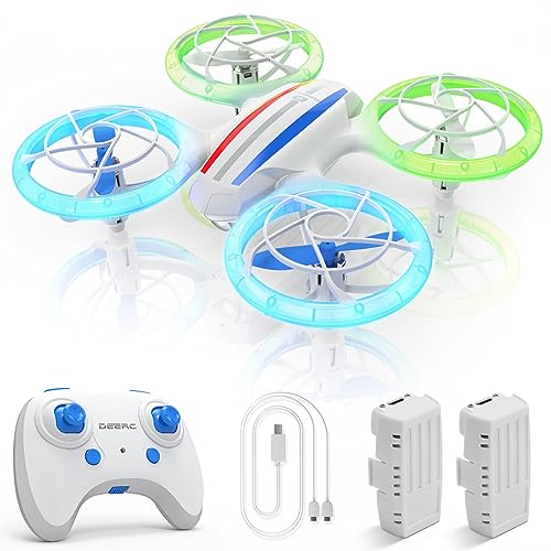 DEERC D23 Mini Drone para Niños, RC Quadcopter con 5 LED Modo, Fly Back, Altitud Hold y 360 ° Flip, Hélices Full Protect y 2 baterías, fácil de Usar Niños Regalo Juguete para Niños y Niñas