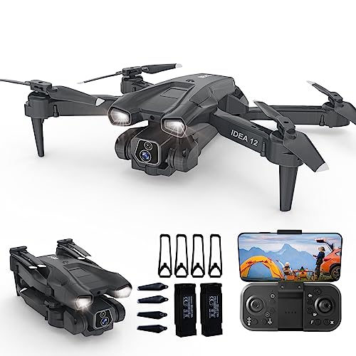 Drones con Camara HD 2 Cámaras Mini Drone para Principiantes 135°Camera Adjustable Eléctricamente Dron con Cámara RC FPV WIFI Quadcopter Plegable Altitude Hold 360° Flips Gravity Control 2 Baterías