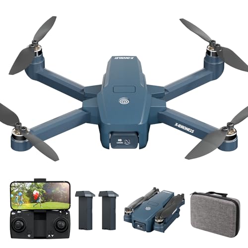 X15p Drone con cámara ajustable 1080P HD, motor sin escobillas, control de gestos, despegue/aterrizaje de una tecla, dron Quadcopter FPV WiFi Control remoto, 2 baterías con maleta