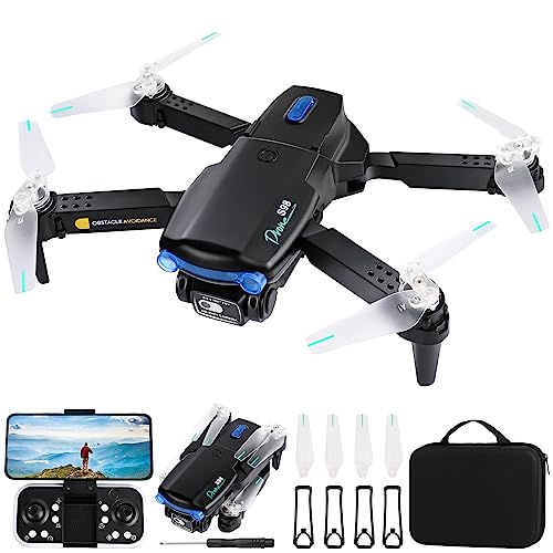 Weinsamkeit Dron con Mando a distancia, Cámara HD 4K, WiFi FPV Cuadricóptero RC con Posicionamiento Óptico de Flujo y Evasión Activa de Obstáculos de 360°, 3D Flips, Altitud Hold, Plegable, 2 Baterías