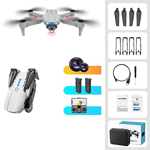 Mini Dron Profesional con Camara 4k HD Dual para niños y Adultos - Quadcopter RC Drone con Sensores para Evitar Obstáculos, Video Drone - Mini Drone de Larga Duración & Aerial Drone (Blanco)
