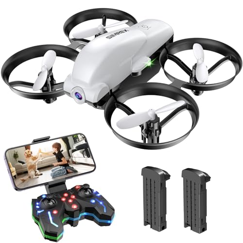 SIMREX X700 Drone con Cámara 720 HD WiFi FPV Vídeo-Vivo 6-Ejes Cuadricóptero RC 50g, Drone para Principiantes 360°Giro Retención de Altitud, Modo sin Cabeza y 1 Tecla Despegue/Tierra Blanco