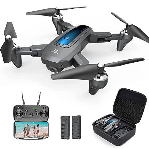 DEERC D10 Drone con Cámara para Adultos 2K 5G FPV Vídeo en Vivo, Dron Plegable con 2 Baterías para Adultos o Niños, Control de Gestos, Modo sin Cabeza, RC Quadcopter para Principiantes