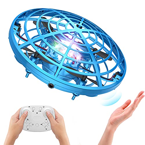 ShinePick Mini Drone para Niños, UFO Drone Quadcopter Control Manual y Control Remoto Drone Bola de 360° Rotación con Luces LED, Regalo Juguetes Volantes para Adolescentes Principiante