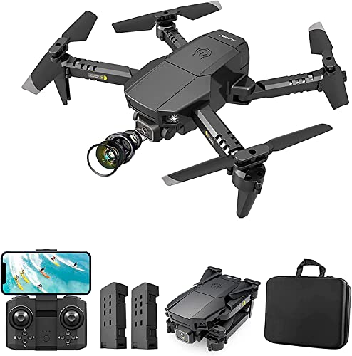 OBEST Mini Drone con Cámara 4K Niños Adultos, WiFi FPV RC Plegable Dron Quadcopter,Dual Cámara,Posicionamiento de Flujo óptico, Vuelo de Trayectoria,Regreso/Despegue de Una Tecla, 3D Flip 2 Baterías