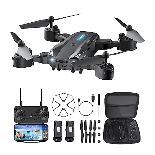 Hilldow 016 Mini Drone para niños con cámara HD 1080P, 2 baterías tiempo de vuelo 30 minutos, con altura de flujo óptico, modo sin cabeza, 3D Flips, Regalos para principiantes