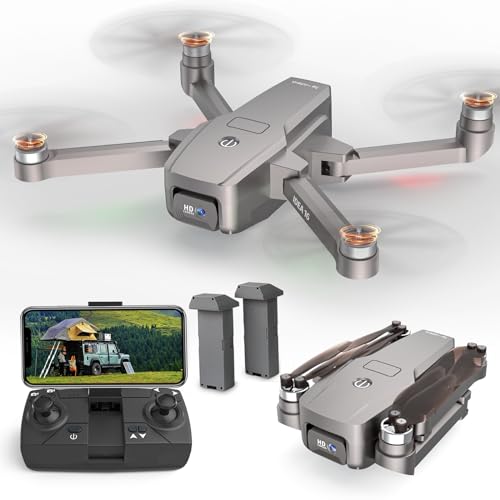Motor sin Escobillas Drones con 2 Cámaras 40KM/h MAX Resistente al Viento 4 Niveles Dron 5GHz WIFI FPV Drone con Cámara HD RC Quadcopter para Adultos 2 Baterías Vuelo de 30 Minutos idea16