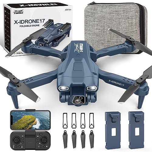 Dron con Cámara 1080P HD, 135° Adjustable Eléctricamente Mini Drone para Principiantes, Drones con Cámara RC FPV WIFI Cuadricóptero, Altitud Hold, 3D Flips, 2 Baterías y Bolsa Portátil