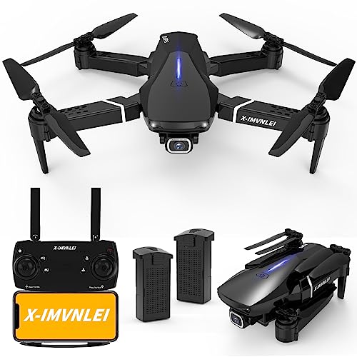 X9 GPS Dron con Cámara HD Ajustable 4K Drone GPS follow me drones auto return Principiantes Adultos, Quadcopter RC 5GHz Wifi FPV Dron Plegable, 2 Baterías con Maletín de transporte
