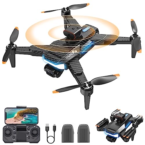 OBEST Dron con Cámara 1080P Adulto Motor Sin Escobillas, 5G WiFi FPV Plegable RC Drone, Antivibración EIS, Smart Evitación Obstáculos 360°, Un Botón de Despegue/Aterrizaje, 3D Flip, 2 Batería 30Mins
