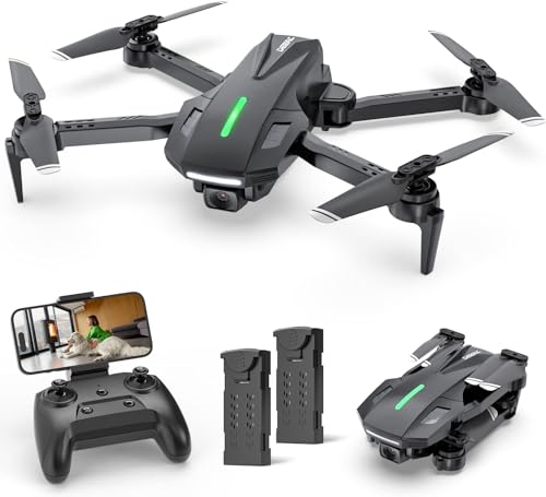 DEERC D70 Mini Drone con 1080P HD Cámara para Niños Adultos, FPV Plegable RC Quarcopter para Niños Niñas con el Modo sin Cabeza, Tap Fly, 360 ° Flips, Voz y Control de Gestos, 2 Baterías Modulares