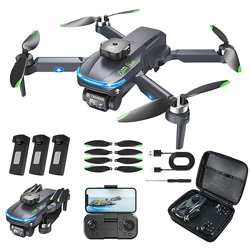 Drones con Camara 4K, Dron con Posicionamiento de Flujo óptico, Modo Sin Cabeza, Giro de 360°, Evitación de Obstáculos, Drone con 3 Baterías, Adecuado para Principiantes